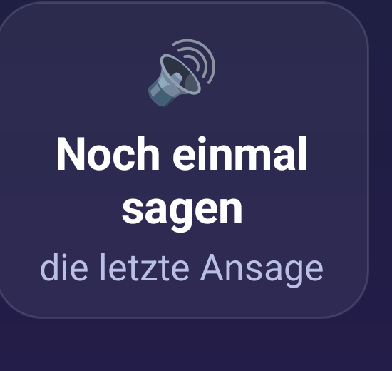 Die Schaltfläche „Noch einmal sagen“ auf dem Bildschirm des aktiven Parkens