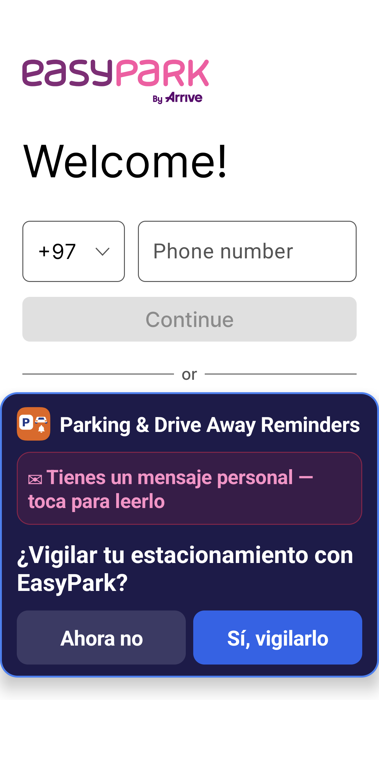La barra rosa en la tarjeta — hay un mensaje personal esperando